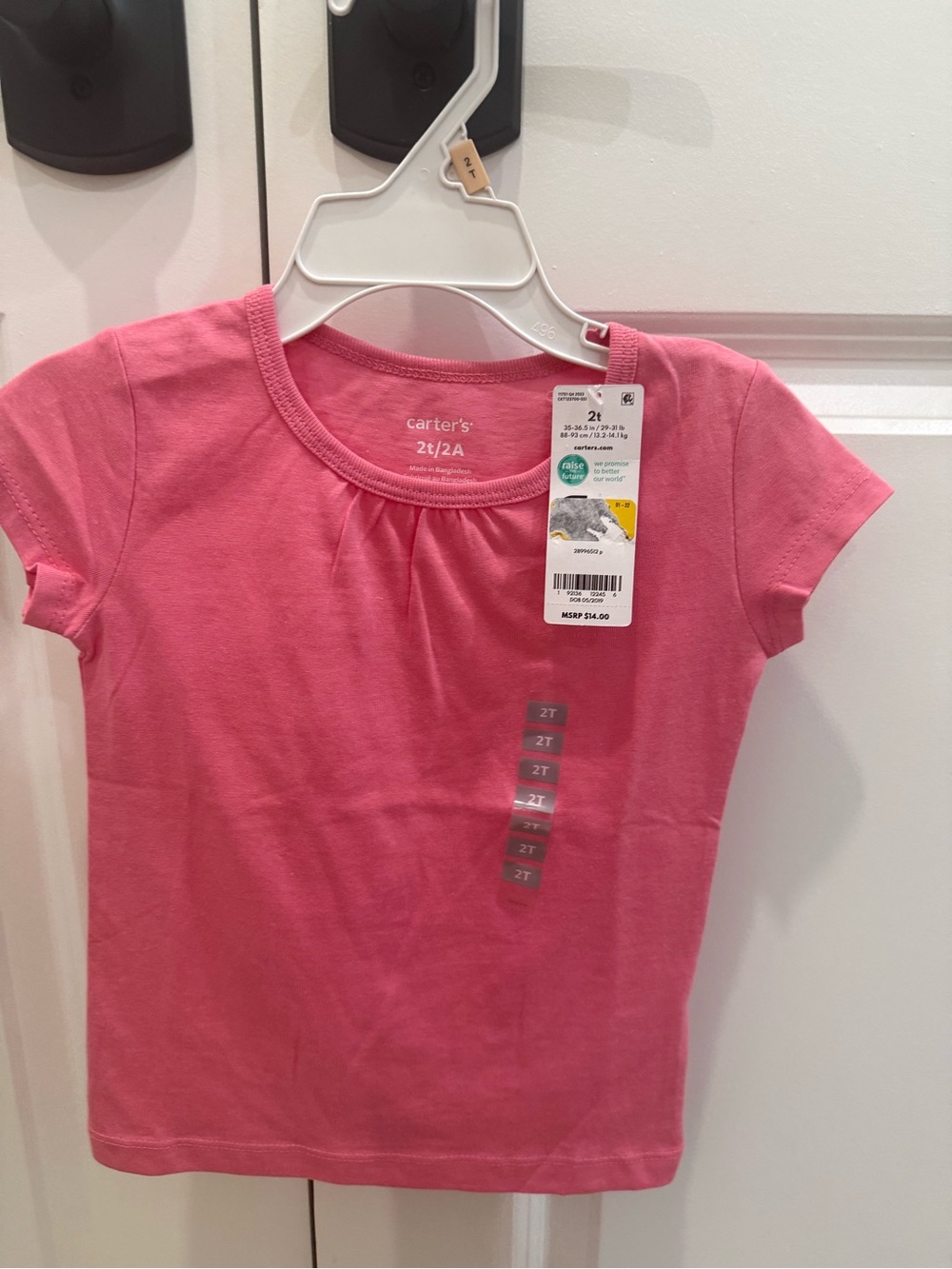 NWT Carter’s Toddler Girls' Pink Short Sleeve Tee - 2T